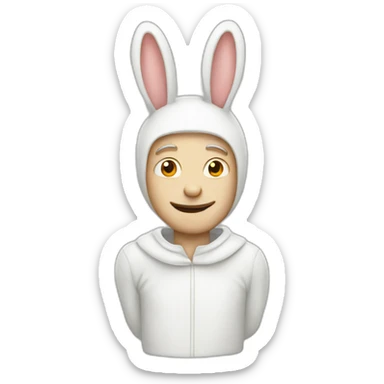 White Man in white rabbit costume sticker