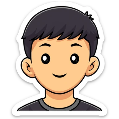 Asian descent boy face sticker