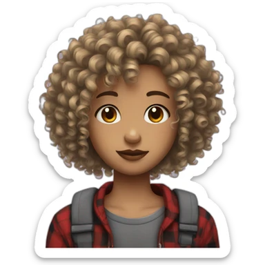 90s emo curly hair girl sticker