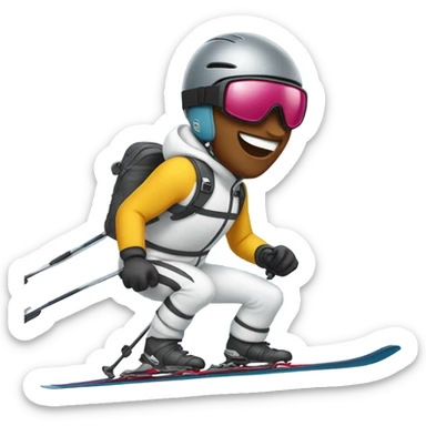 American person skiing on slopes sticker
