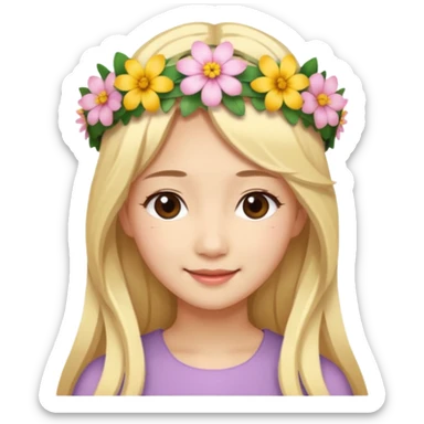asian woman blonde flower crown long hair sticker