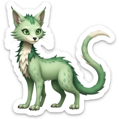 Kawaii dark edgy fantasy ethereal feline-vernid-sergal-fursona animal creature with a tufted tail full body with intricate markings  sticker