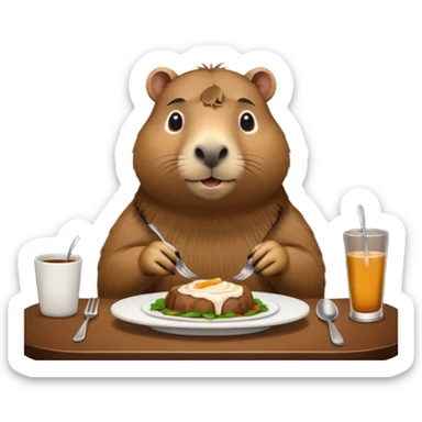 capiabra at a restaurant table sticker