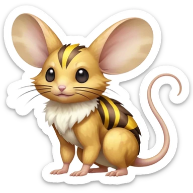 Electric-elemental-type brown jerboa-Pokémon-Fakémon-animal-creature with yellow zig-zag-stripes sticker