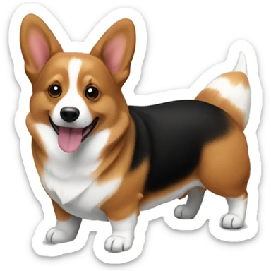 A brown and black corgi sticker