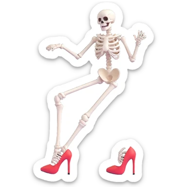 sassy and chic skeleton with high heels sticker