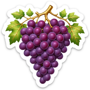 crowned grape cluster with gold accents, deep rich colors, luxury Grand Cru wine symbol, emoji style sticker