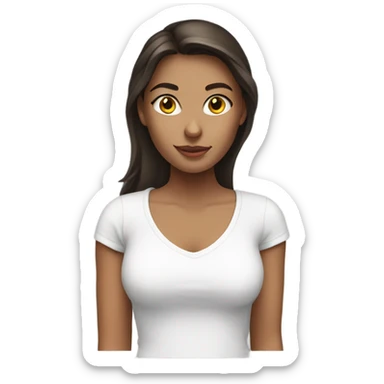 Brunette white girl in white t-shirt sticker