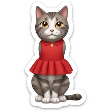 Cat wearing red dress sticker