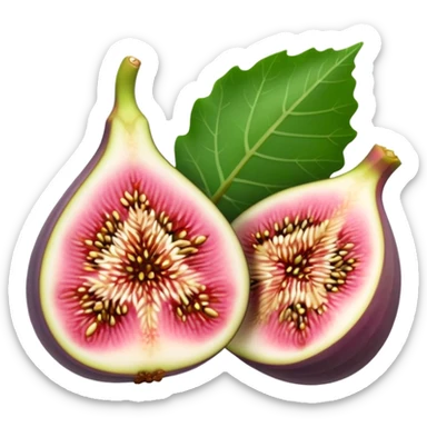 Please create a emoji of a cross-section of a fig with a small leaf sticker