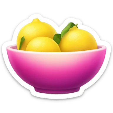 Realistic isolated pink to yellow ombre bowl of lemons. sticker