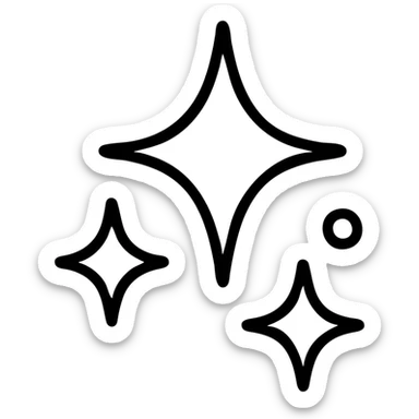 magic sparkles outlined icon with black lines no fill sticker
