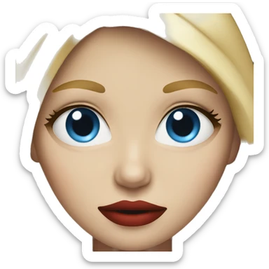 blonde girl with blue eyes and red lips sticker