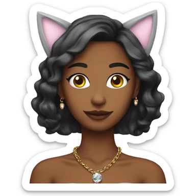 girl with cat ears jewelry sticker