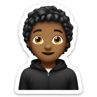 a 22 year boy with black hoodie and mid curtain hair style  sticker