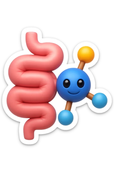 emoji stile iphone in 3d di istamina molecola con intestino, iperrealistico 4k sticker