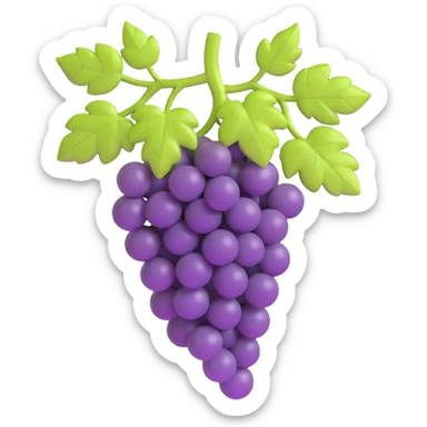 grapevine with grapes forming from modified flowers, 3D emoji style, no background sticker