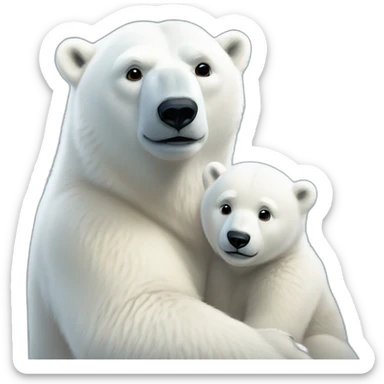 a polar bear cub with her cub sticker