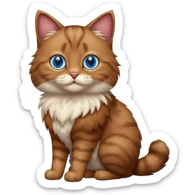 brown cat full body, blue eyes sticker