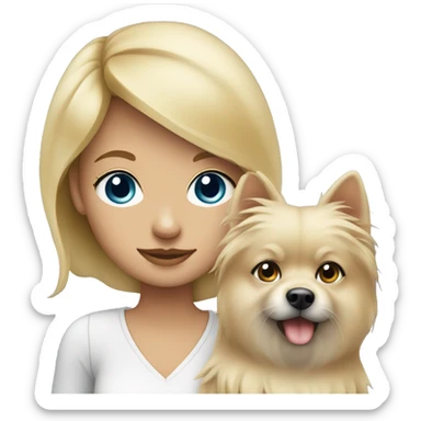 Blonde girl blue eyes holding spitz sticker