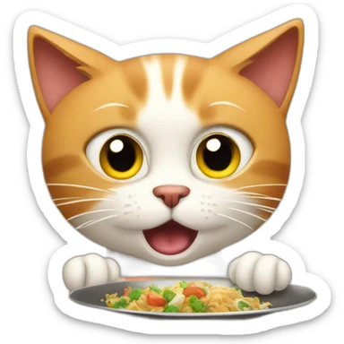 cat disgusted at dinner table sticker