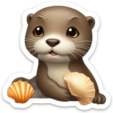 Otter with a seashell sticker