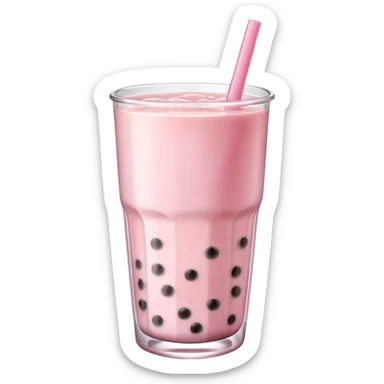 make an emoji for a pink lychee or sakura boba tea sticker