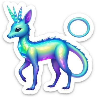 Shiny Exotic Colorful Neon-colored Ethereal Sparkly Amaura-Aurorus-Fakémon-hybrid-creature (full body)  sticker