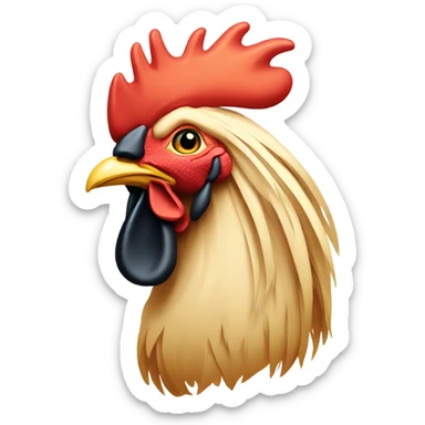 Attractive Rooster face with long blonde hair sticker