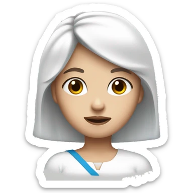 Girl with brown hair, blue eyes and white skin shrugging sticker