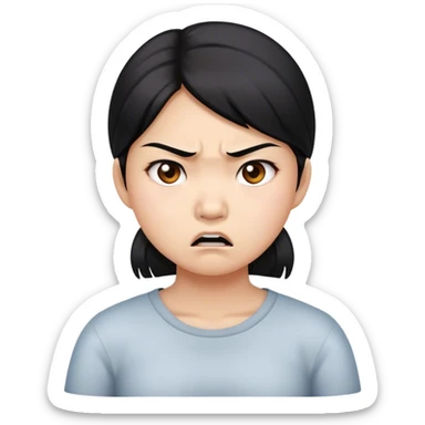 ASIAN girl emoji, angry, upset sticker