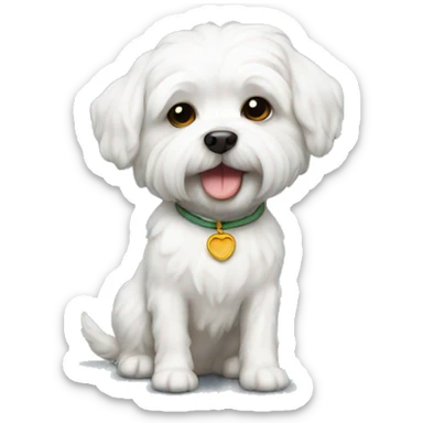 Small white shi-poo dog sticker