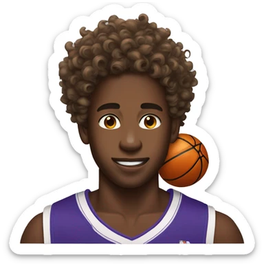 bronny james with basketball shirt curly hair sticker
