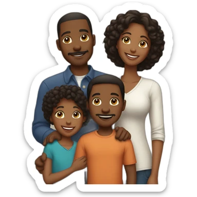 a loving black family of 5 with 1 son, 1 daughter, and 1 young son sticker