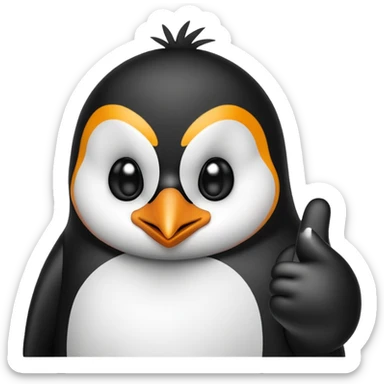 Penguin throwing up the middle finger with an angry look on his face sticker