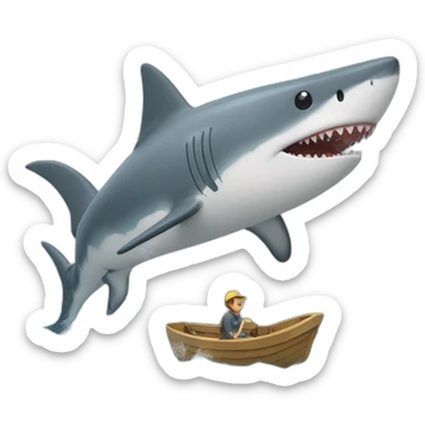 Bateau avec un requin qui le mange sticker