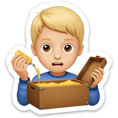 Kid ripping open a wax box sticker