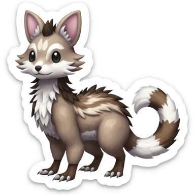 Trico-Sergal-Furret-Vernid-fusion-Fakemon-animal-hybrid-creature, full body sticker