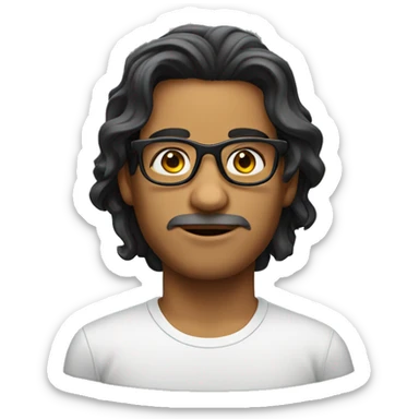 venezuela male with wavy mid lenght hair and glasses sticker