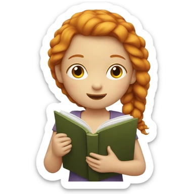 ginger girl reading sticker