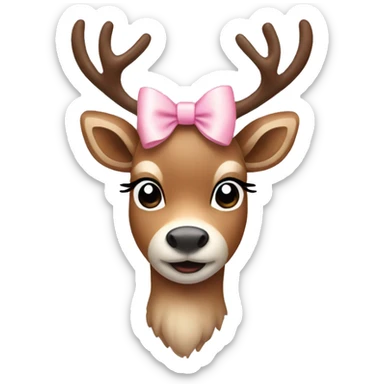 Pretty Reindeer with a light pink bow sticker