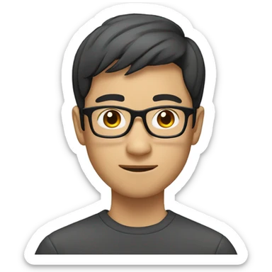 asian male with glasses and short hair sticker