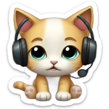 sad kitten listening to music with tears in her eyes sticker