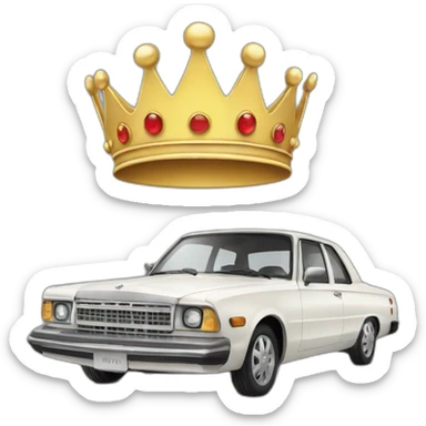 Car with crown sticker