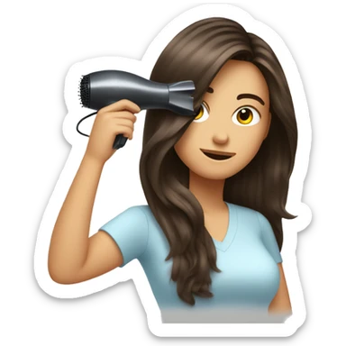 Brunette girl blow drying hair sticker