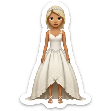 woman ripped wedding dress standing on foot sticker