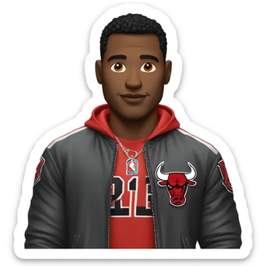 Muscular MEN with Chicago bulls jacket  sticker