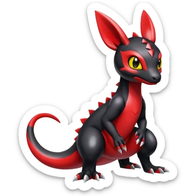 Cute Shiny Guilmon-Salandit-Umbreon-Fakémon-hybrid-creature (full body)  sticker