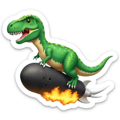 a t-rex riding a bomb riding the earth  sticker
