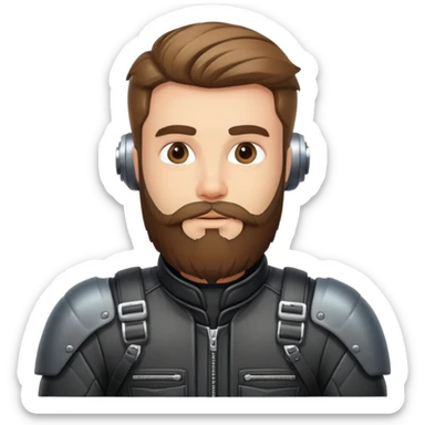 bearded guy wearing motorcycle sticker